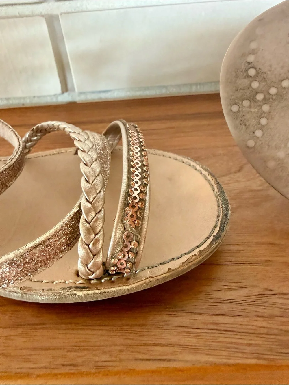 Kelly & Katie Beaded Strapped Sandals * Rose Gold * Girls Size 4